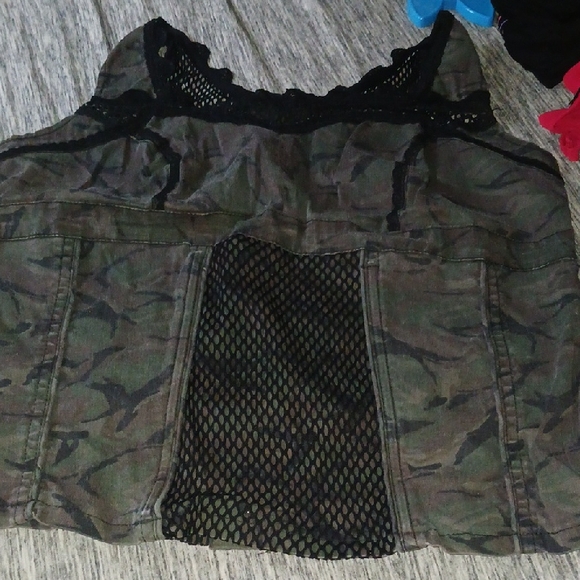 Tripp nyc Tops - Tripp NYC Green and Black Camouflage Jacket with Mesh Panel
